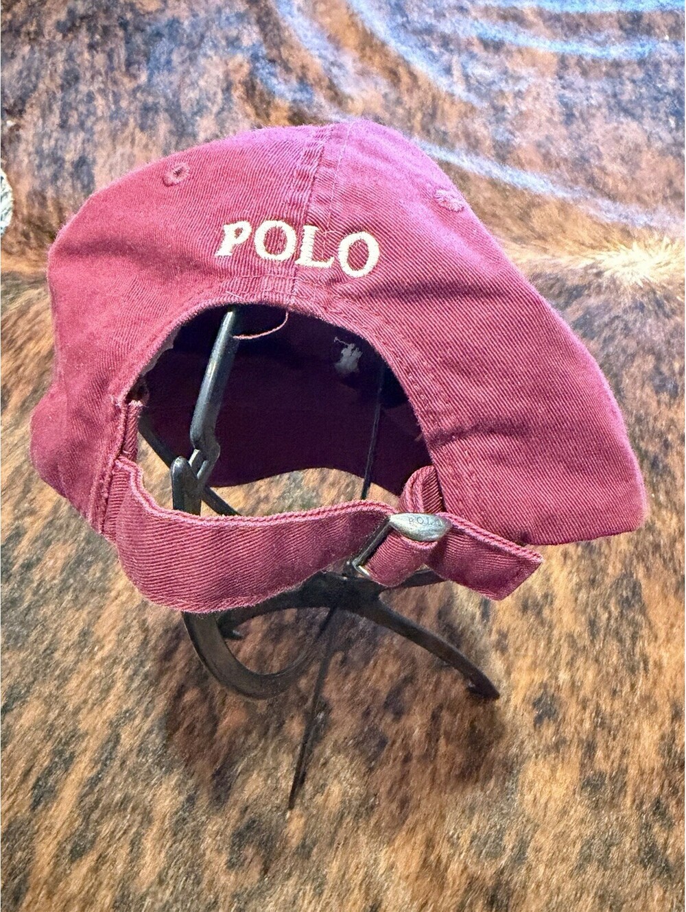 Polo By Ralph Lauren Adjustable Maroon Ball Cap One Size White Pony - Picture 2 of 7